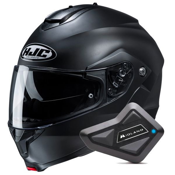 Flip Up HJC C91N Semi Flat Black + Kit Bluetooth BT Mini Flip Up HJC C91N Semi Flat Black + Kit Bluetooth BT Mini
