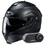 Casque Flip Up HJC C91N Semi Flat Black + Kit Bluetooth Lokui K30