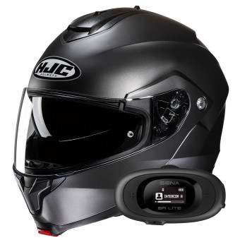 Casque Flip Up HJC C91N Semi Flat Titanium+ Kit bluetooth 5R Lite Solo Casque Flip Up HJC C91N Semi Flat Titanium+ Kit bluetooth 5R Lite Solo