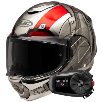 Flip Up HJC F100 Antman Marvel MC1 + Kit Bluetooth 5S Solo