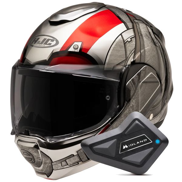 Flip Up HJC F100 Antman Marvel MC1 + Kit Bluetooth BT Mini