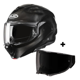 Casque Flip Up HJC F100 Carbon Black + Dark Smoke visor Casque Flip Up HJC F100 Carbon Black + Dark Smoke visor