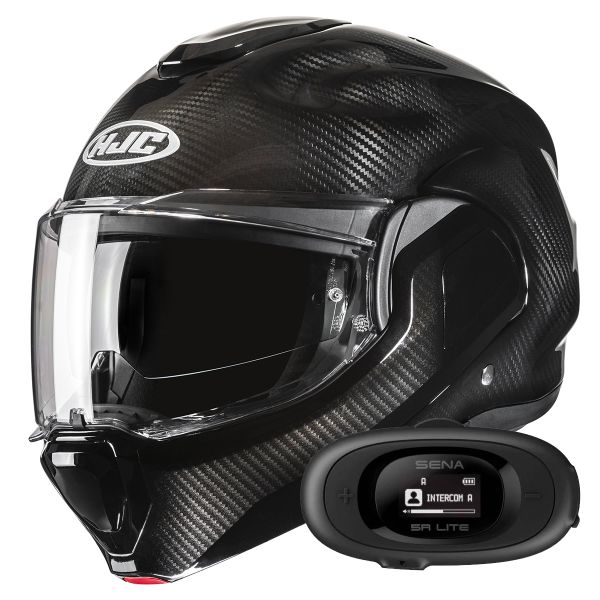 Flip Up HJC F100 Carbon Black + Kit bluetooth 5R Lite