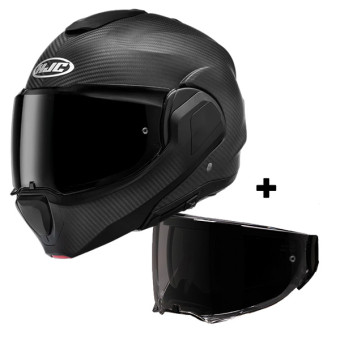 Casque Flip Up HJC F100 Carbon Matte Black + Ecran Fume Fonce Casque Flip Up HJC F100 Carbon Matte Black + Ecran Fume Fonce