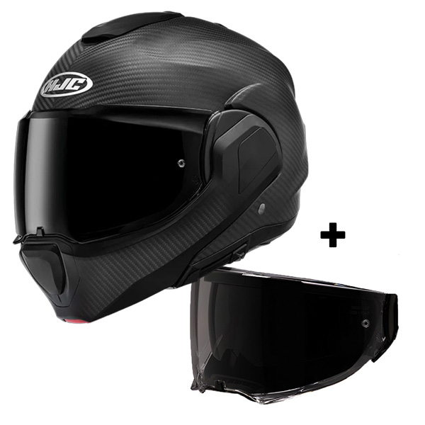 Flip Up HJC F100 Carbon Matte Black + Ecran Fume Fonce