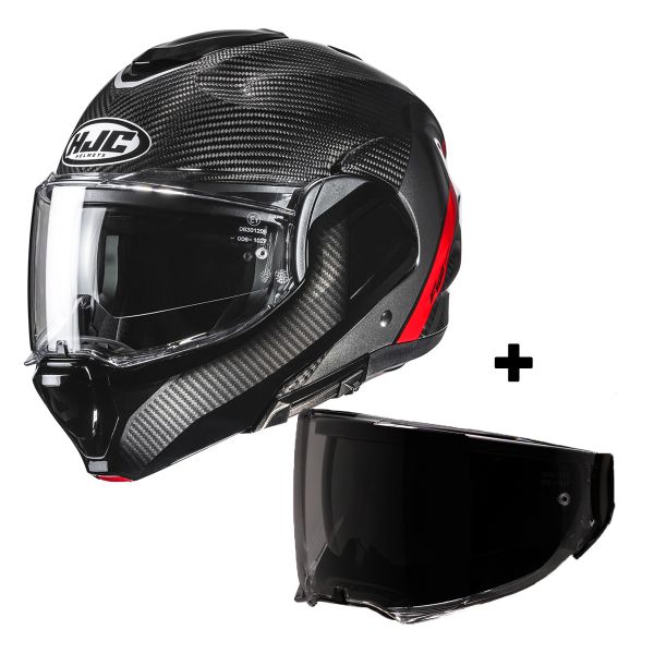 Flip Up HJC F100 Carbon Stan MC1 + Dark Smoke visor