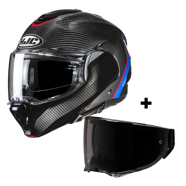Flip Up HJC F100 Carbon Stan MC21 + Dark Smoke visor