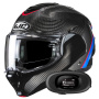 Casque Flip Up HJC F100 Carbon Stan MC21 + Kit bluetooth 5R Lite
