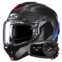 Casque Flip Up HJC F100 Carbon Stan MC21 + Kit Bluetooth 5S Solo