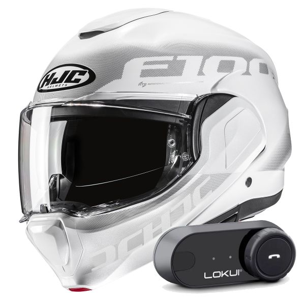 Flip Up HJC F100 Hetal MC10 + Kit Bluetooth Lokui K30 Flip Up HJC F100 Hetal MC10 + Kit Bluetooth Lokui K30