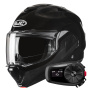 Casque Flip Up HJC F100 Metal Black + Kit Bluetooth 5S Solo