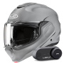 Casque Flip Up HJC F100 N.Grey + Kit Bluetooth Lokui K30