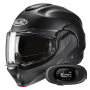 Casque Flip Up HJC F100 Semi Flat Black + Kit bluetooth 5R Lite