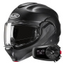 Casque Flip Up HJC F100 Semi Flat Black + Kit Bluetooth 5S Solo