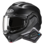 Casque Flip Up HJC F100 Semi Flat Black + Kit Bluetooth BT Mini