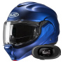 Casque Flip Up HJC F100 Semi Flat Metallic Blue + Kit bluetooth 5R Lite