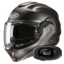 Casque Flip Up HJC F100 Semi Flat Titanium + Kit bluetooth 5R Lite