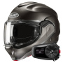 Casque Flip Up HJC F100 Semi Flat Titanium + Kit Bluetooth 5S Solo