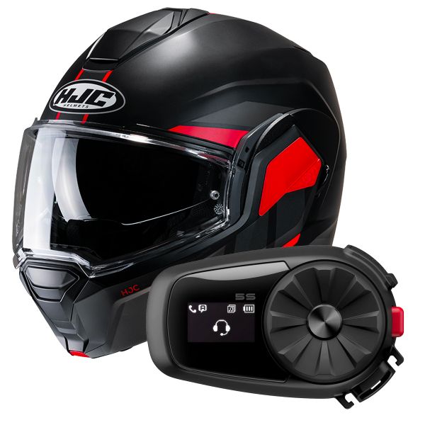 Flip Up HJC i100 Beis MC1SF + Kit Bluetooth 5S Solo