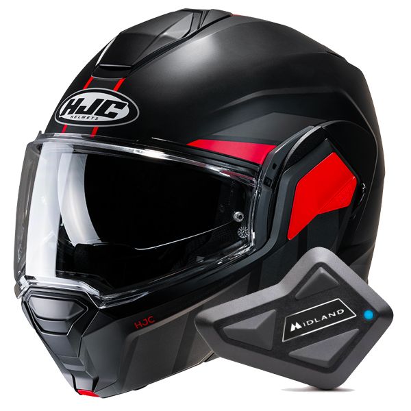 Flip Up HJC i100 Beis MC1SF + Kit Bluetooth BT Mini