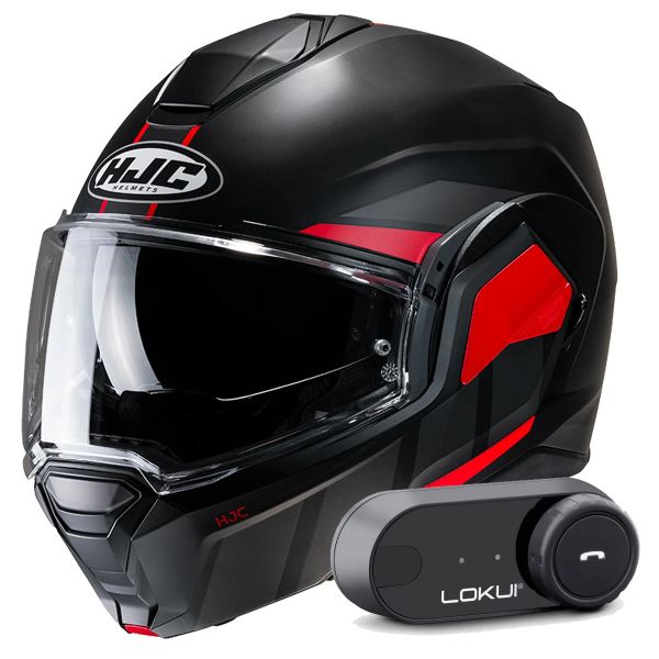 Flip Up HJC i100 Beis MC1SF + Kit Bluetooth Lokui K30