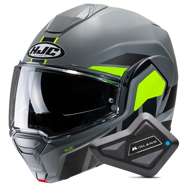 Flip Up HJC i100 Beis MC3HSF + Kit Bluetooth BT Mini