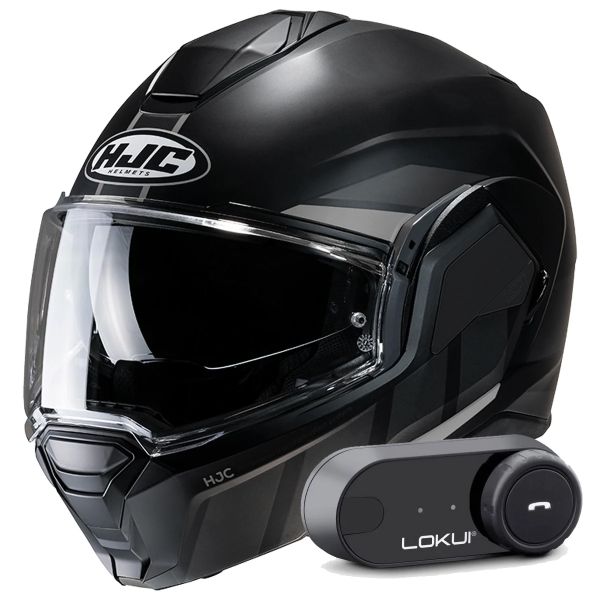 Flip Up HJC i100 Beis MC5SF + Kit Bluetooth Lokui K30