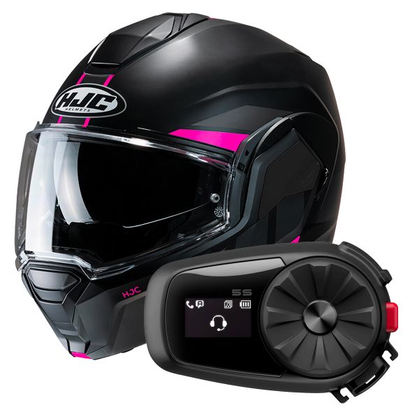 Flip Up HJC i100 Beis MC8SF + Kit Bluetooth 5S Solo