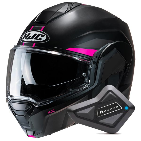 Flip Up HJC i100 Beis MC8SF + Kit Bluetooth BT Mini