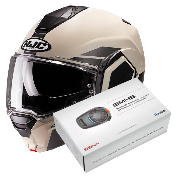 Flip Up HJC i100 Beis MC9SF + Kit Bluetooth SMH5 Solo