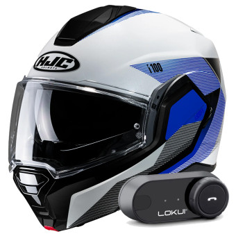Flip Up HJC i100 Beston MC2 + Kit Bluetooth Lokui K30