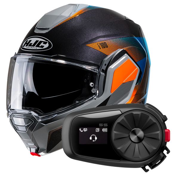 Flip Up HJC i100 Beston MC27 + Kit Bluetooth 5S Solo