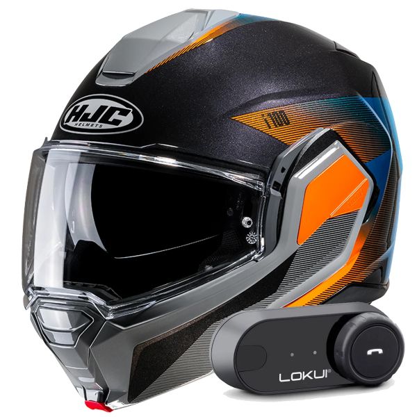 Flip Up HJC i100 Beston MC27 + Kit Bluetooth Lokui K30