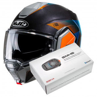 Flip Up HJC i100 Beston MC27 + Kit Bluetooth SMH5 Solo