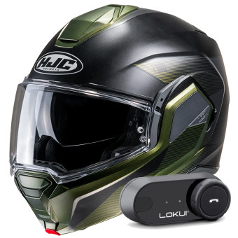 Flip Up HJC i100 Beston MC4SF + Kit Bluetooth Lokui K30