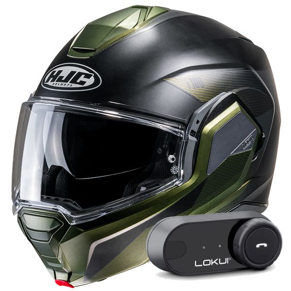 Flip Up HJC i100 Beston MC4SF + Kit Bluetooth Lokui K30