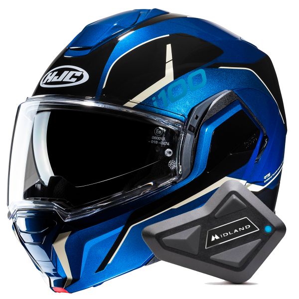 Flip Up HJC i100 Lorix MC2 + Kit Bluetooth BT Mini