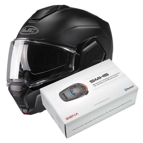 Flip Up HJC i100 Semi Flat Black + Kit Bluetooth SMH5 Solo Flip Up HJC i100 Semi Flat Black + Kit Bluetooth SMH5 Solo