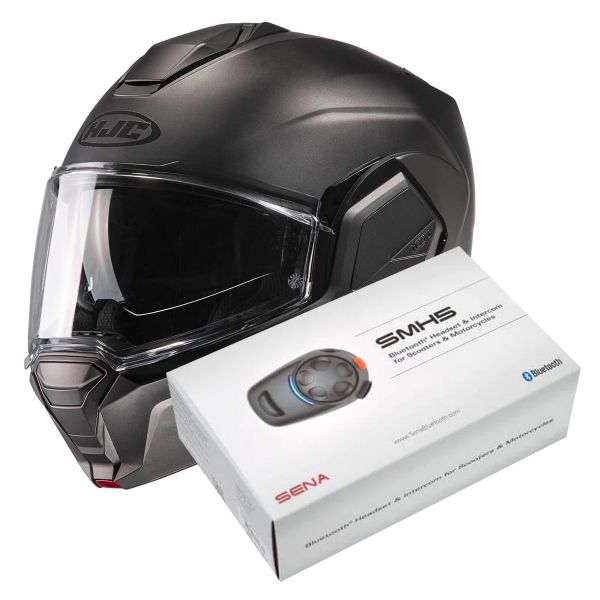 Flip Up HJC i100 Semi Flat Titanium + Kit Bluetooth SMH5 Solo Flip Up HJC i100 Semi Flat Titanium + Kit Bluetooth SMH5 Solo