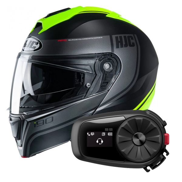 Davan System Pack Helmet + Intercom Systems : HJC I90 Davan MC4HSF + Kit Bluetooth ...
