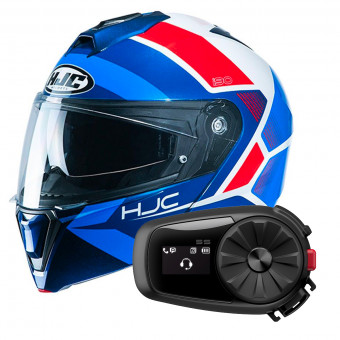 Flip Up HJC I90 Hollen MC21 + Kit Bluetooth 5S Solo