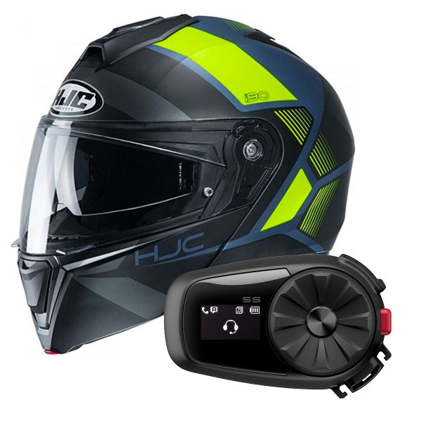 Flip Up HJC I90 Hollen MC4HSF + Kit Bluetooth 5S Solo