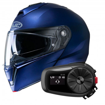 Flip Up HJC I90 Semi Flat Blue + Kit Bluetooth 5S Solo