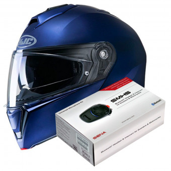 Flip Up HJC I90 Semi Flat Blue + Kit Bluetooth SMH5 Solo