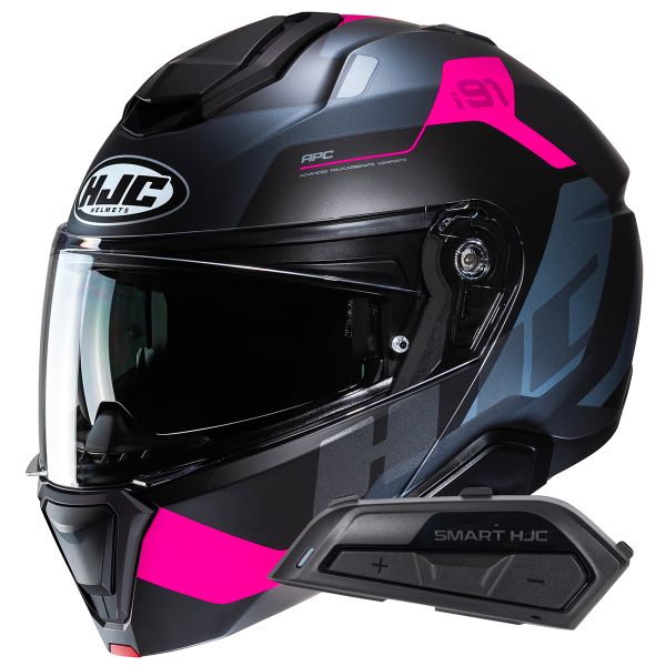 Flip Up HJC i91 Carst MC8SF + Kit Bluetooth Smart 21B Flat Black Flip Up HJC i91 Carst MC8SF + Kit Bluetooth Smart 21B Flat Black