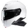 Casque Flip Up HJC i91 Pearl White+ Kit Bluetooth Smart 21B Flat Black