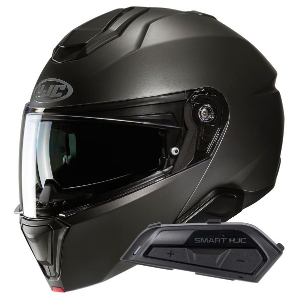 Flip Up HJC i91 Semi Flat Titanium + Kit Bluetooth Smart 21B Flat Black Flip Up HJC i91 Semi Flat Titanium + Kit Bluetooth Smart 21B Flat Black