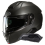 Casque Flip Up HJC i91 Semi Flat Titanium + Kit Bluetooth Smart 21B Flat Black