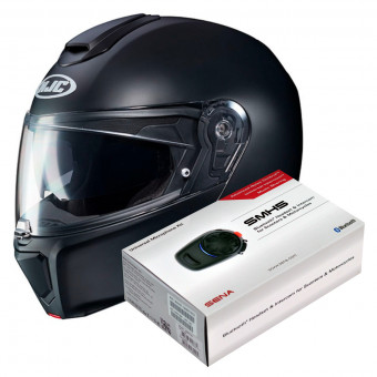 Flip Up HJC RPHA 90 S Black + Kit Bluetooth SMH5