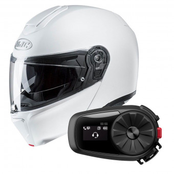 Flip Up HJC RPHA 90 S Pearl White + Kit Bluetooth 5S Solo
